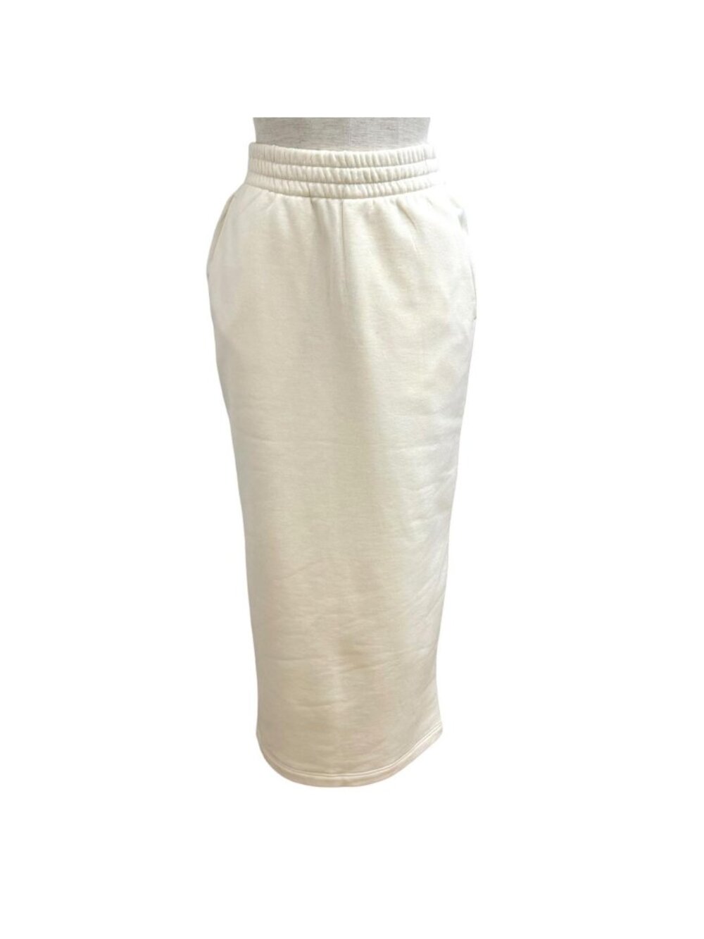 Prada 100% Cotton Triangle Logo Tight Skirt Ivory XS